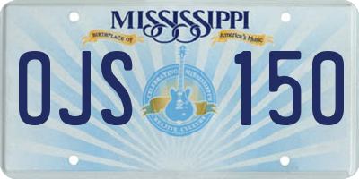 MS license plate OJS150
