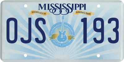 MS license plate OJS193