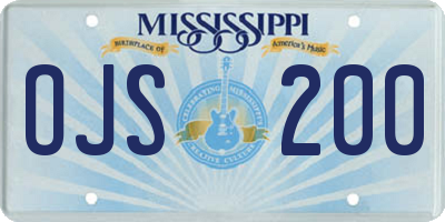 MS license plate OJS200
