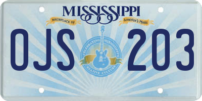 MS license plate OJS203