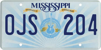 MS license plate OJS204