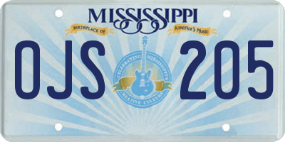 MS license plate OJS205