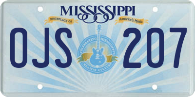 MS license plate OJS207