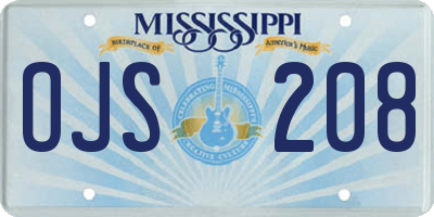 MS license plate OJS208