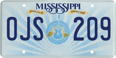 MS license plate OJS209