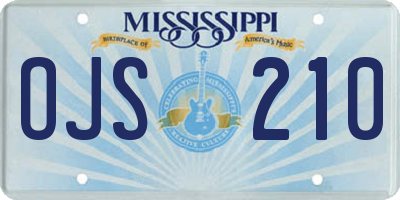 MS license plate OJS210