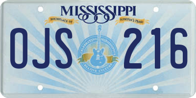 MS license plate OJS216