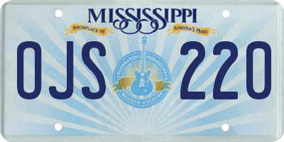 MS license plate OJS220