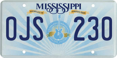 MS license plate OJS230