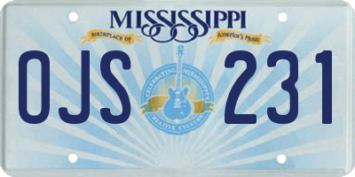 MS license plate OJS231