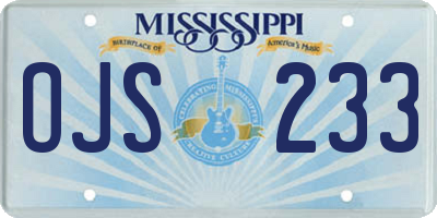 MS license plate OJS233