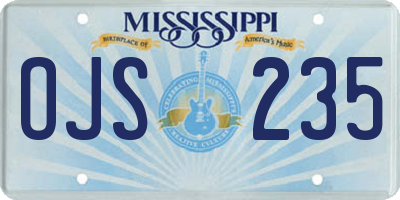 MS license plate OJS235