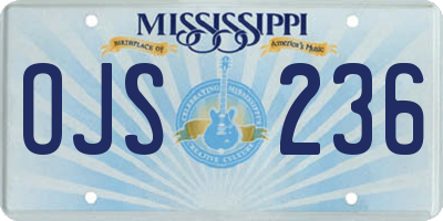 MS license plate OJS236