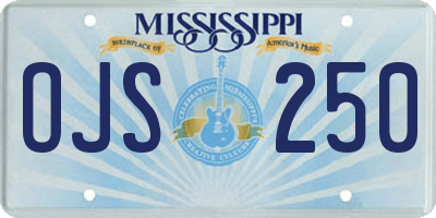 MS license plate OJS250