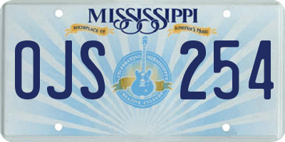 MS license plate OJS254