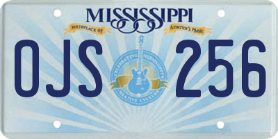 MS license plate OJS256
