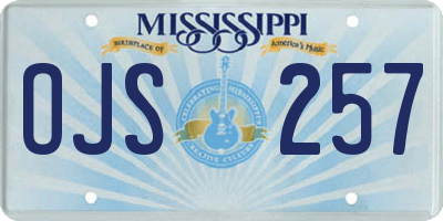 MS license plate OJS257