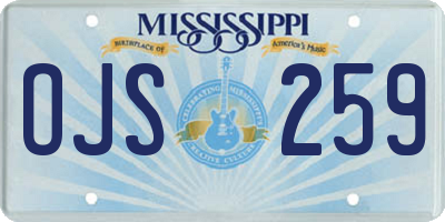 MS license plate OJS259