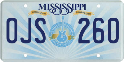 MS license plate OJS260