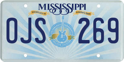 MS license plate OJS269