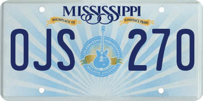 MS license plate OJS270