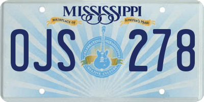 MS license plate OJS278