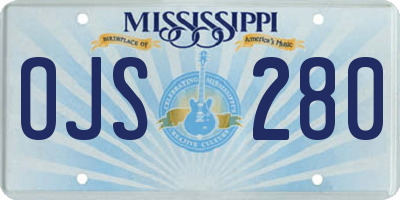 MS license plate OJS280