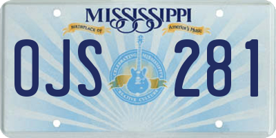 MS license plate OJS281