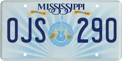 MS license plate OJS290