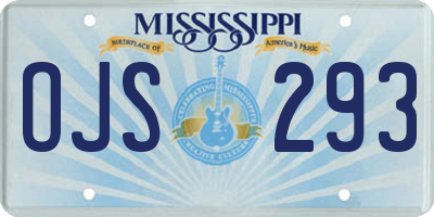 MS license plate OJS293