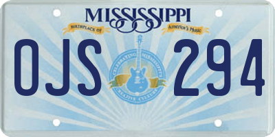 MS license plate OJS294
