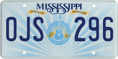 MS license plate OJS296
