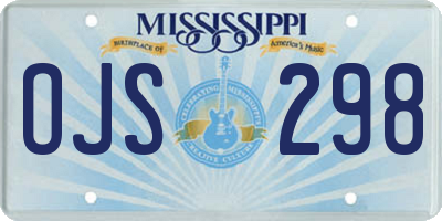 MS license plate OJS298
