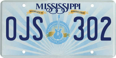 MS license plate OJS302