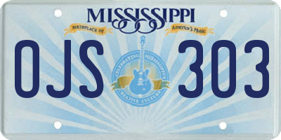 MS license plate OJS303
