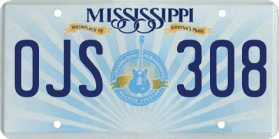 MS license plate OJS308