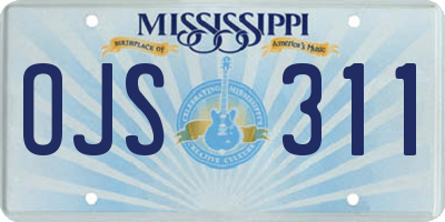 MS license plate OJS311