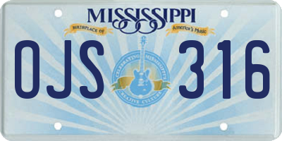 MS license plate OJS316