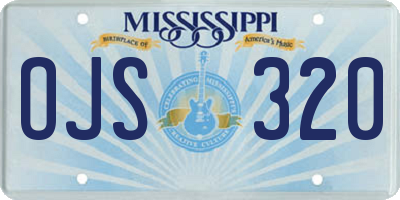 MS license plate OJS320