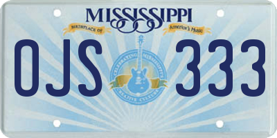 MS license plate OJS333