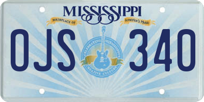 MS license plate OJS340