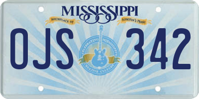MS license plate OJS342
