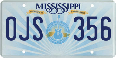 MS license plate OJS356