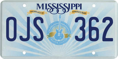 MS license plate OJS362