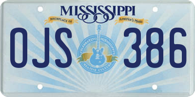 MS license plate OJS386