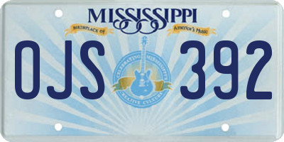 MS license plate OJS392