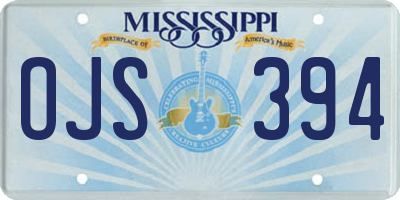 MS license plate OJS394