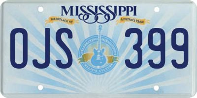 MS license plate OJS399