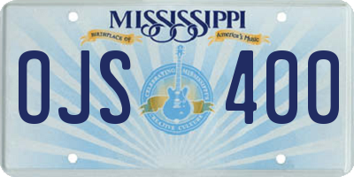 MS license plate OJS400
