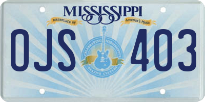 MS license plate OJS403